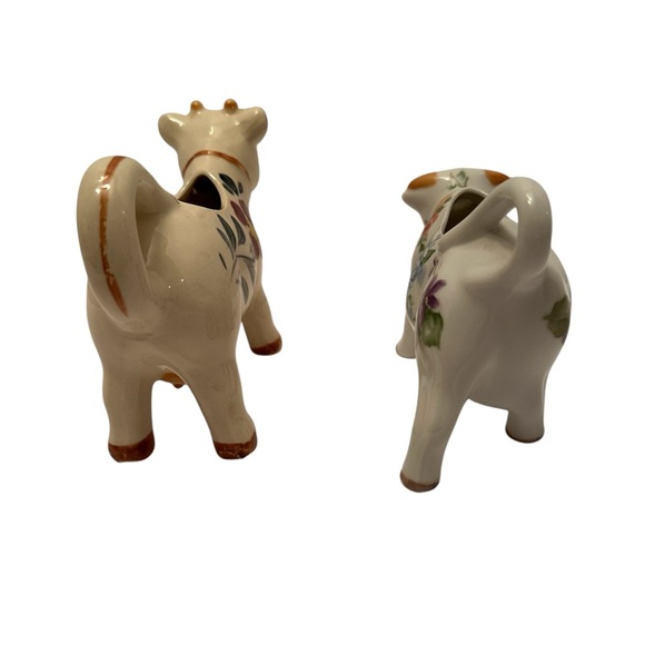 Ceramic Cow Creamer Pitchers Set of 2 Hand Painted Floral Farmhouse Home Decor - Picture 5 of 12